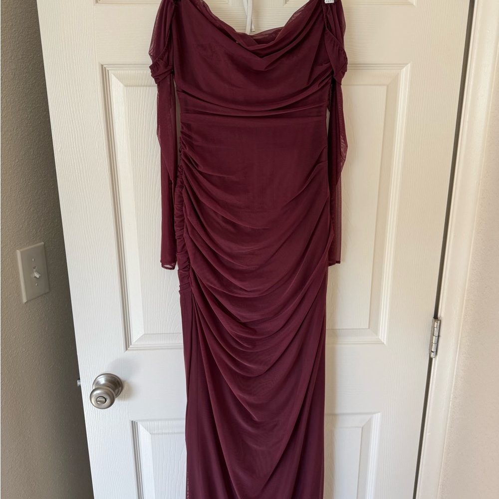 Elegant Burgundy Off-Shoulder Dress